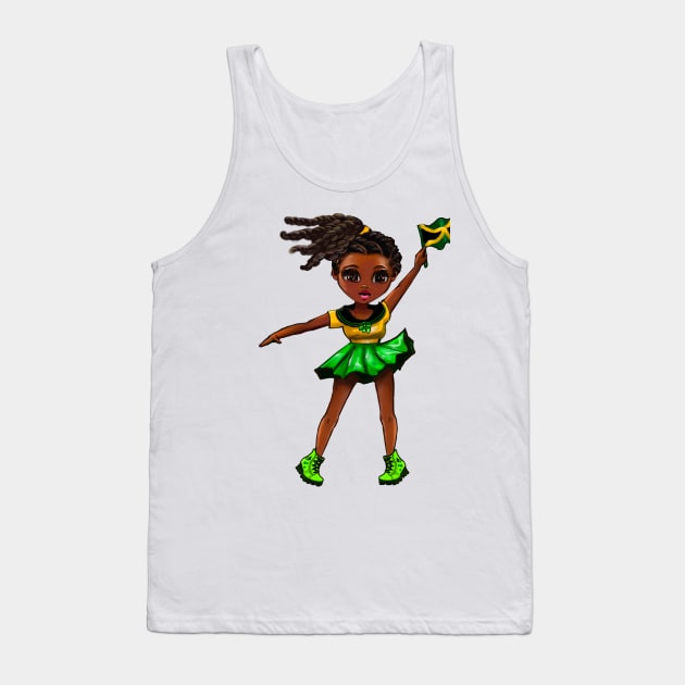 Jamaican girls women Jamaican colors Jamaica Pride anime girl Chible Jamaica flag Tank Top by Artonmytee